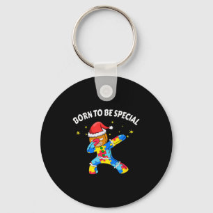 Born To Be Special Dabbing Gingerbread Man Christm Keychain