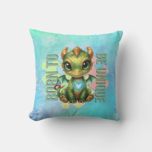 Born to Be Unique Cute Dragon Autism Awareness Throw Pillow