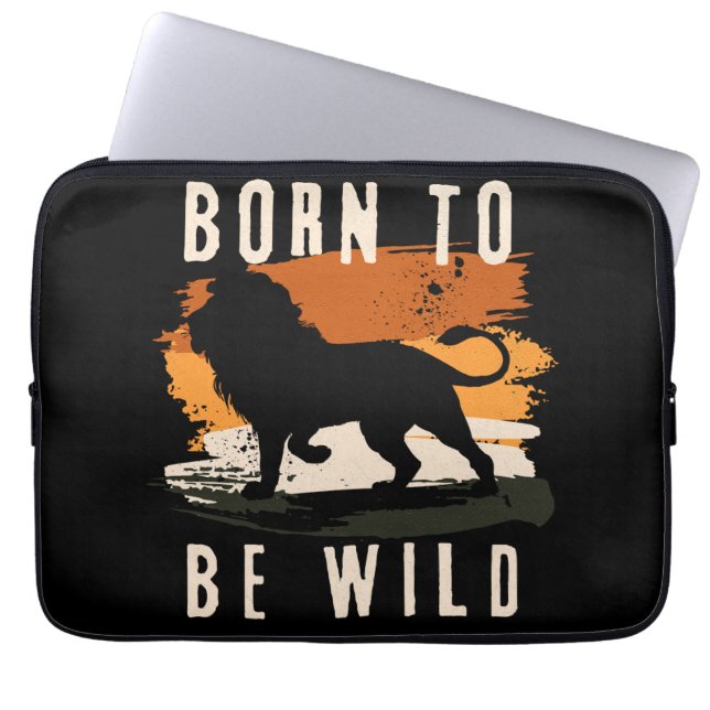 Born to be wild Lion Animal Laptop Sleeve (Front)