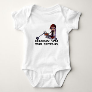 Born to Be Wild Motorcycle Harley Chopper Babe Baby Bodysuit
