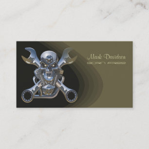 Born to be wild, Motorcycle wrench + skull Business Card