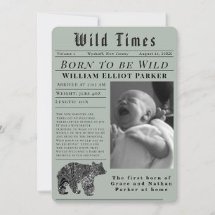 Born to be Wild Newborn Times Birth Announcement