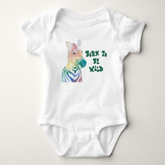 Born to Be Wild Rainbow Zebra Baby Bodysuit