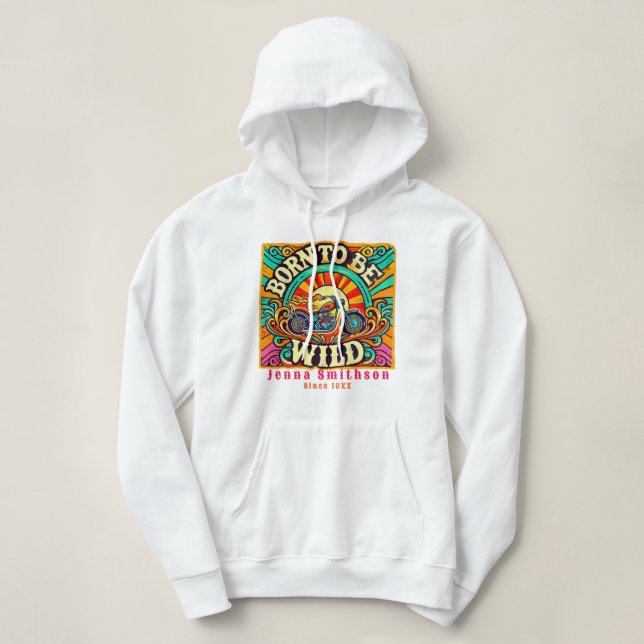 Born to Be Wild Retro Biker  Hoodie (Design Front)