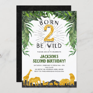 Born to be wild, Safari, Jungle animal, 2nd Invitation