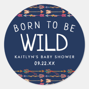 Born To Be Wild Tribal Boho Arrows Baby Shower Classic Round Sticker