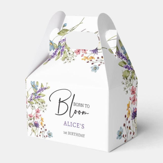 Born to bloom wild flowers kids birthday favor box (Front Side)
