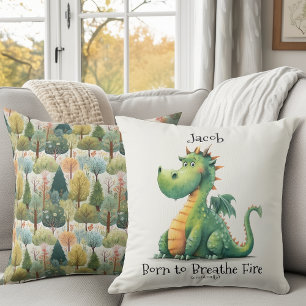 Born to Breathe Fire Throw Pillow