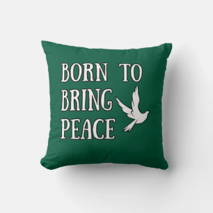 Born to Bring Peace Dove Illustration Throw Pillow