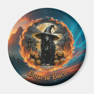 Born to Burn Witch & Jack Gothic Fridge Magnet