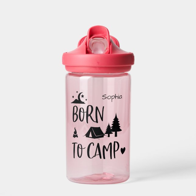 Born to Camp Personalized Toddler water bottle (Front)