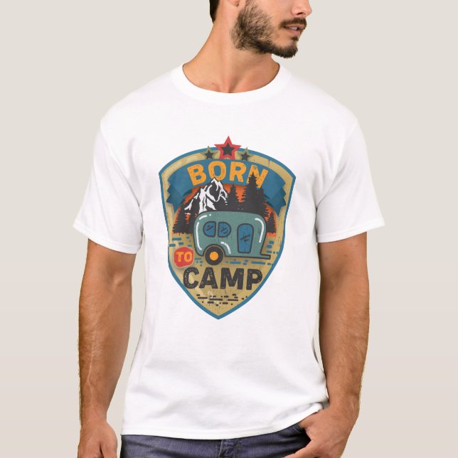 Born To Camp Retro Vintage T-Shirt (Front)