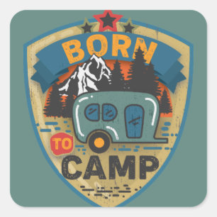 Born to Camp Word Art  Square Sticker