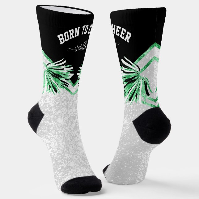 Born to Cheer / Dance - Green Socks (Angled)