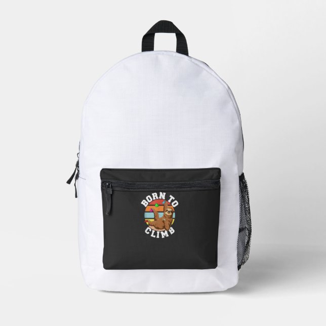 Born To Climb - Bouldering and Rock Climbing Sloth Printed Backpack (Front)