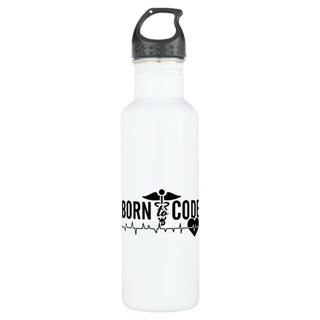Born To Code Medical Coder Programmer ICD Coding 710 Ml Water Bottle (Front)