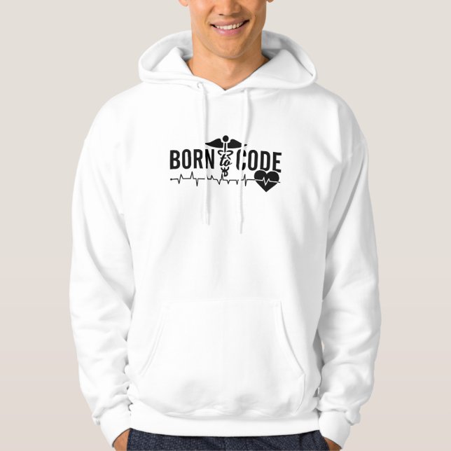 Born To Code Medical Coder Programmer ICD Coding Hoodie (Front)