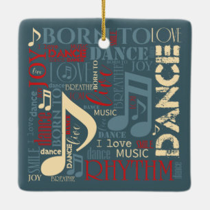 Born to Dance Blue/Red/Gold ID277 Ceramic Ornament