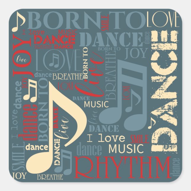 Born to Dance Blue/Red/Gold ID277 Square Sticker (Front)