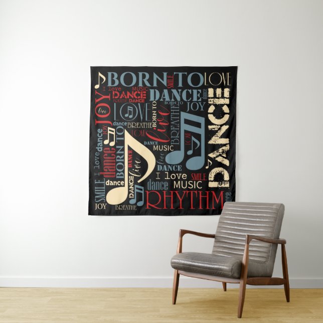 Born to Dance Blue/Red/Gold ID277 Tapestry (In Situ)