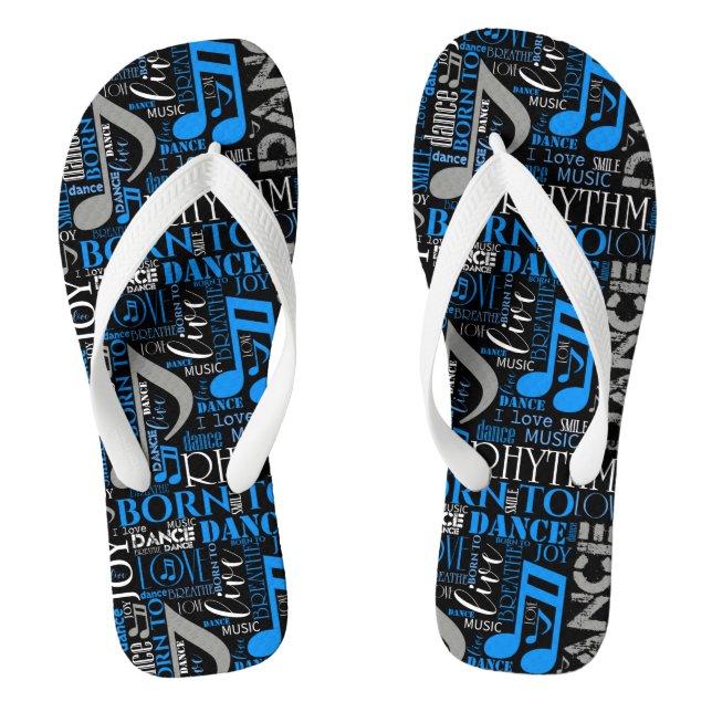 Born to Dance Blue/White/Any Colour ID277 Flip Flops (Footbed)