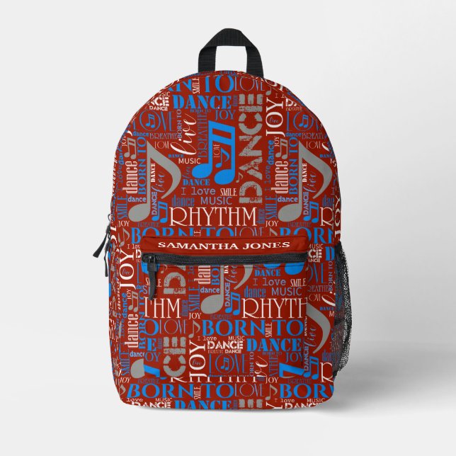 Born to Dance Blue/White/Any Colour ID277 Printed Backpack (Front)