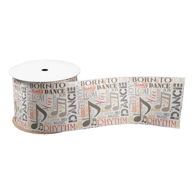 Born to Dance Brown ID277 Satin Ribbon (Spool)