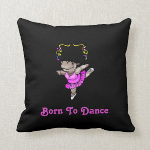 "Born To Dance" Hippo Ballerina Throw Pillow