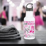 Born to Dance Pink Grey ID277 532 Ml Water Bottle<br><div class="desc">Is dancing your passion? This cool stainless steel water bottle with a word cloud design says it all. Some of the words, interspersed with musical notes, are: breathe, live, love, dance, rhythm and born to dance. This version features warm shades of pink, grey and white for use on all colours...</div>