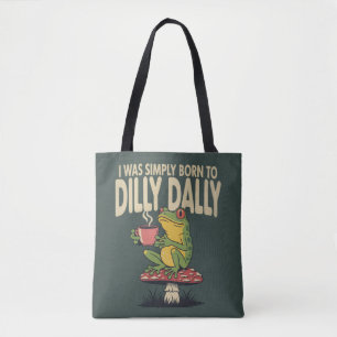 Born to Dilly Dally Vintage Frog Funny Retro  Tote Bag
