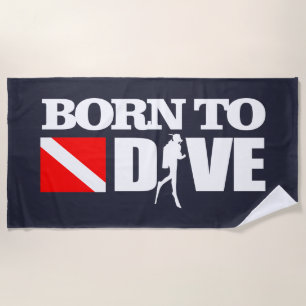 Born To Dive (DF) Beach Towel