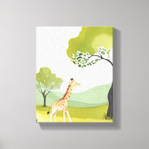 Born to Explore Giraffe Watercolor Nursery Art Canvas Print