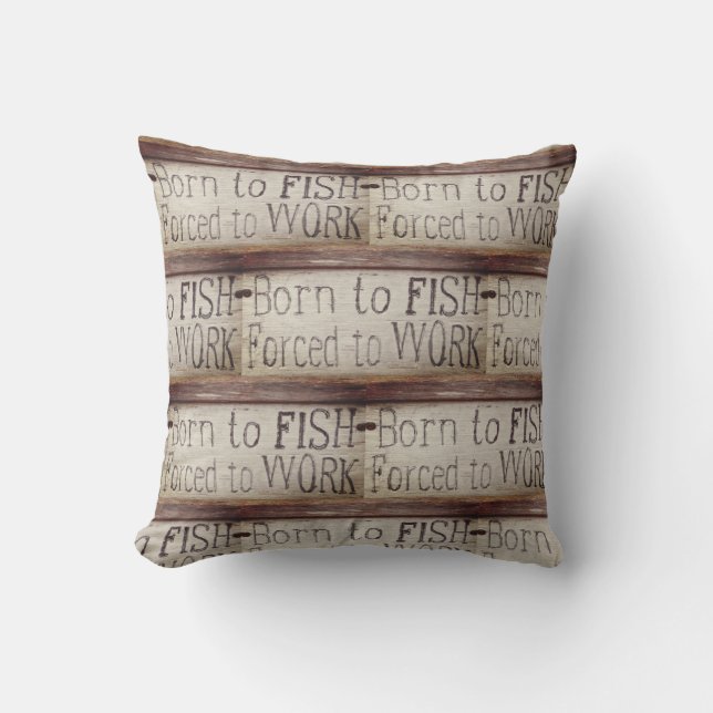 Born to fish,  colourful fisherman's pattern outdoor pillow (Front)