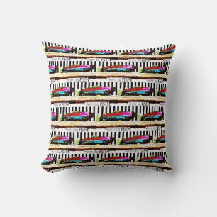 Born to fish,  colourful fisherman's pattern throw pillow