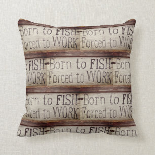 Born to fish, colourful fisherman's pattern throw pillow