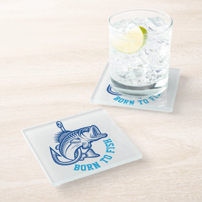 Born To Fish Glass Coaster (Angled)