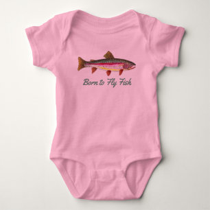 "Born to Fly Fish" Rainbow Trout Baby Bodysuit