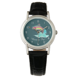 Born to Fly Jumping Rainbow Trout Fly Fishing Watch