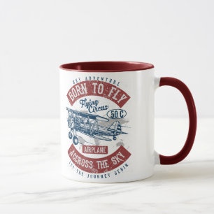 Born To Fly Sky Adventure Across The Sky Airplane Mug