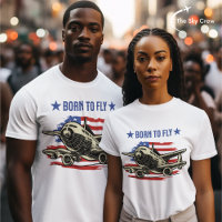 Born to Fly Vintage Airplane USA Flag Aviation