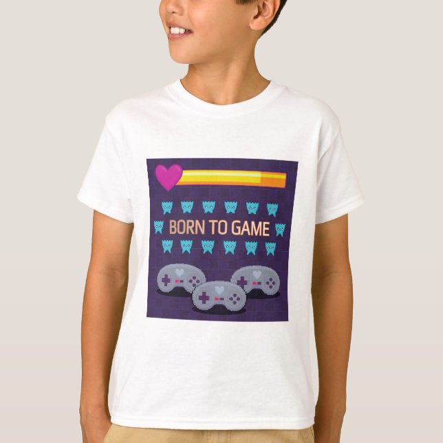 Born to Game - Retro 8-Bit Pixel Art T-Shirt (Front)