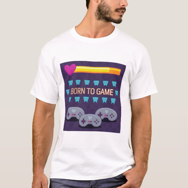 Born to Game - Retro 8-Bit Pixel Art T-Shirt (Front)