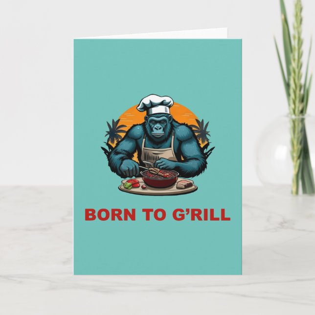 Born to G'rill BBQ Master Fun Pun Card (Front)