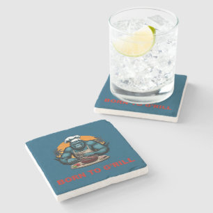 Born to G'rill BBQ Master Fun Pun Stone Coaster