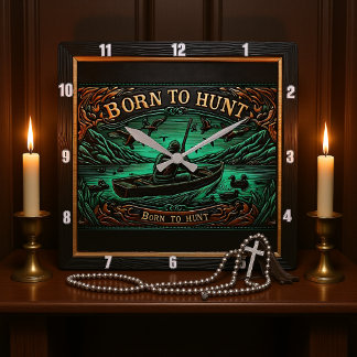 Born to Hunt Still Waters, Still Hunt Square Wall Clock