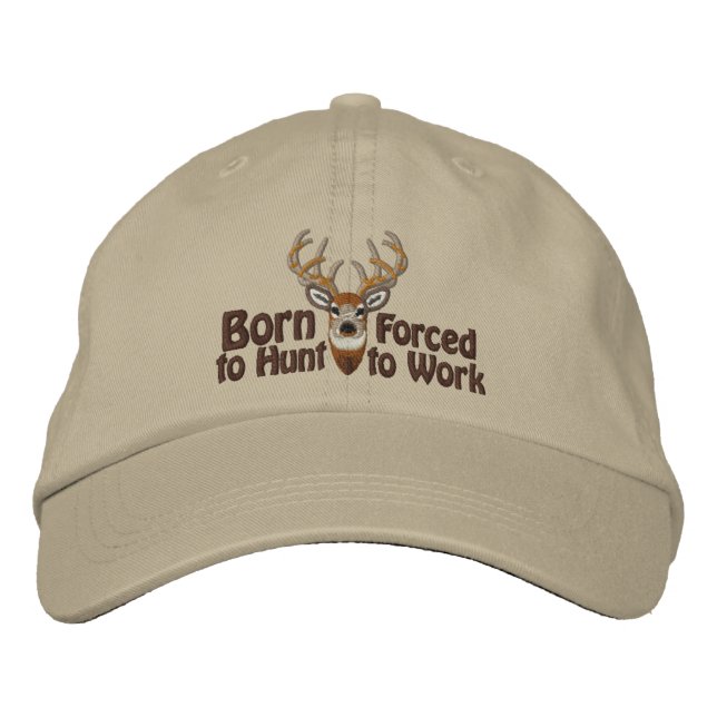 Born to Hunt White Tail Embroidery Embroidered Hat (Front)