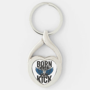 Born To Kick Vintage Soccer Wings Shirt Design_1 Keychain