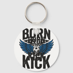 Born To Kick Vintage Soccer Wings Shirt Design_1 Keychain