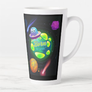 Born to orbit latte mug