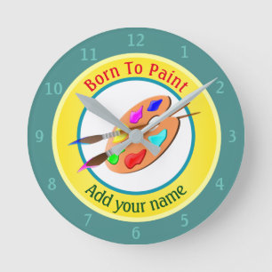 Born To Paint Personalized Round Clock